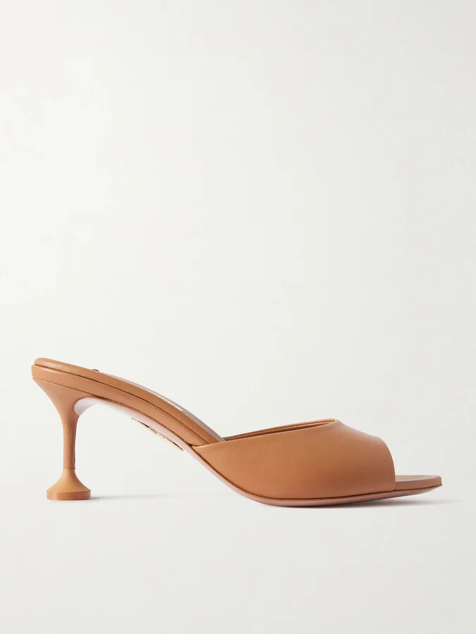 Aquazzura - Bisous 65 Leather Mules - Brown