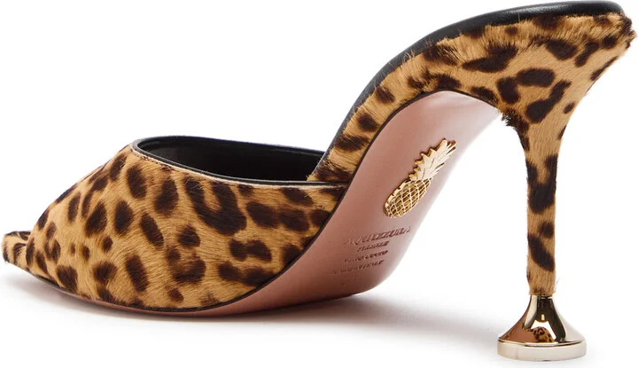 Aquazzura Bisous 85 Leopard-print Calf-hair Mules - Image 2