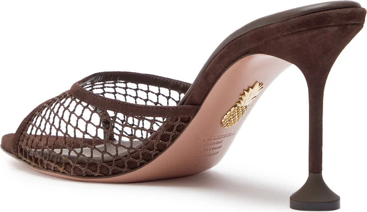 Aquazzura Bisous 85 Mesh and Suede Mules - Image 2