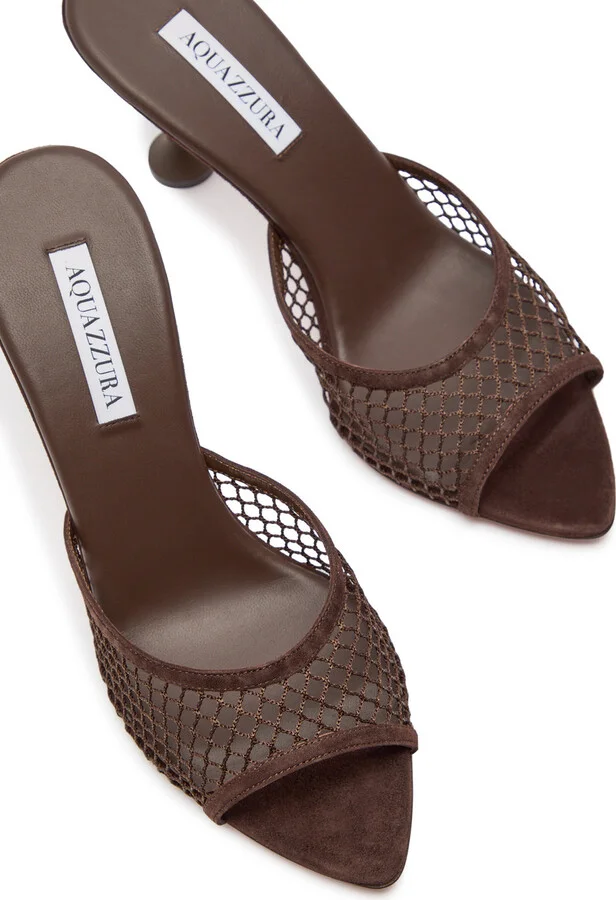Aquazzura Bisous 85 Mesh and Suede Mules - Image 3