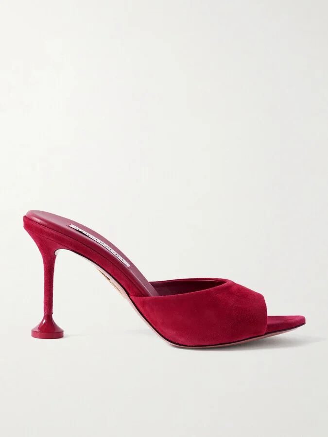 Aquazzura - Bisous 85 Suede Mules - Pink