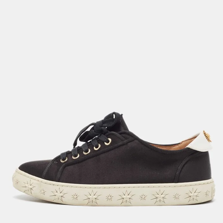 Aquazzura Black Satin L.A Low Top Sneakers Size 38