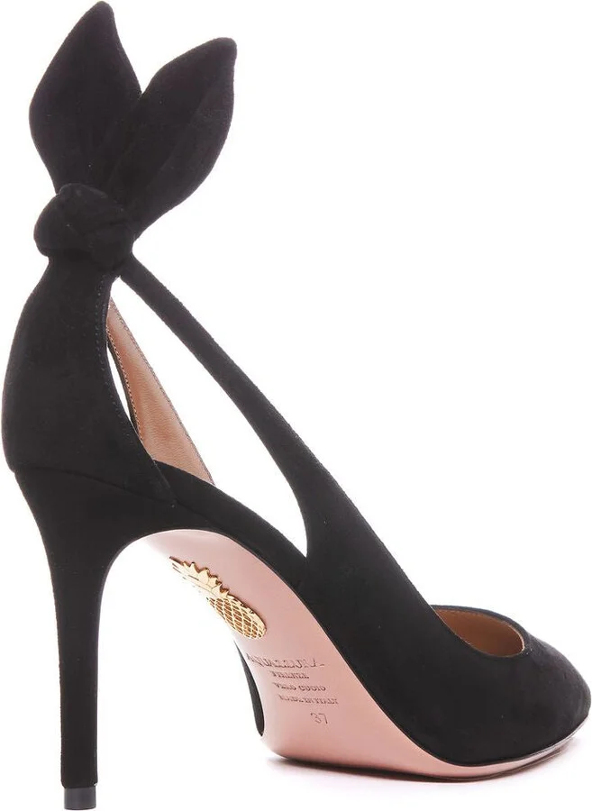 Aquazzura Black Suede Bow Tie Pumps - Image 3