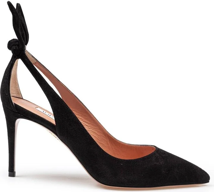 Aquazzura Black Suede Bow Tie Pumps