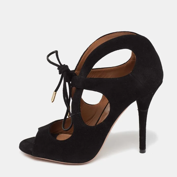 Aquazzura Black Suede C'est Chic Sandals Size 37
