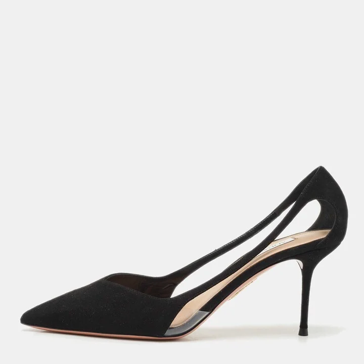 Aquazzura Black Suede Dangerous Liaisons Pumps Size 39.5