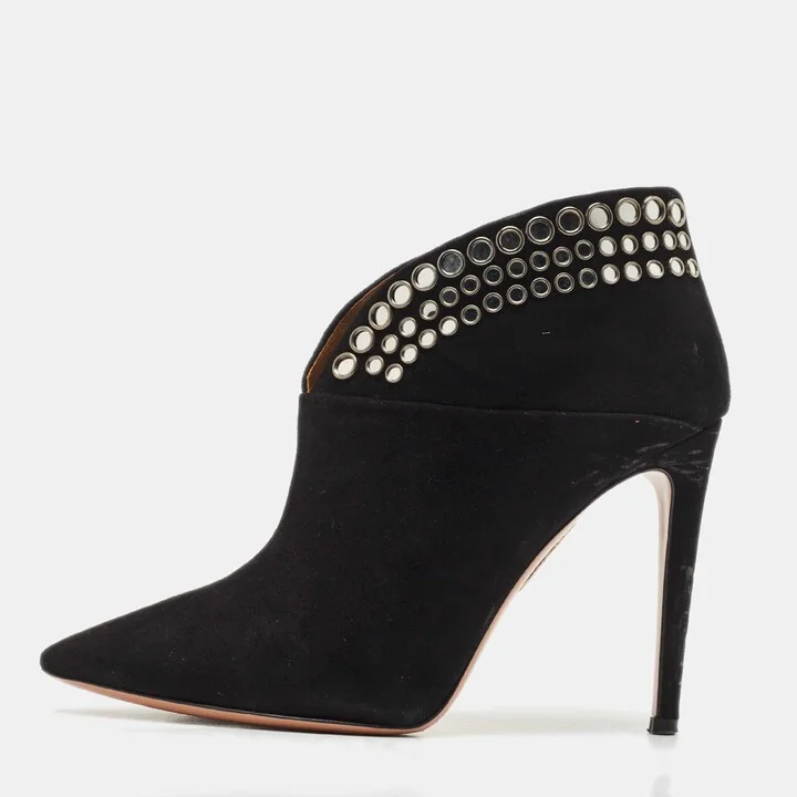 Aquazzura Black Suede Disco Booties Size 36.5