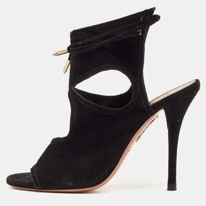 Aquazzura Black Suede Sexy Thing Sandals Size 36