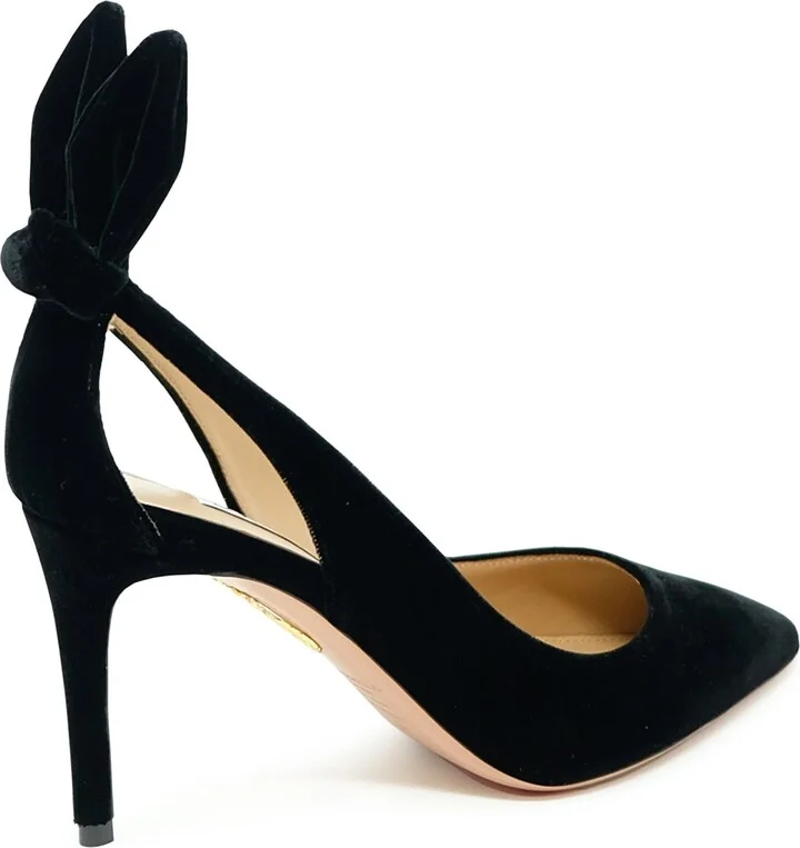 Aquazzura Black Velvet Bow Tie Pump 85 - Image 3