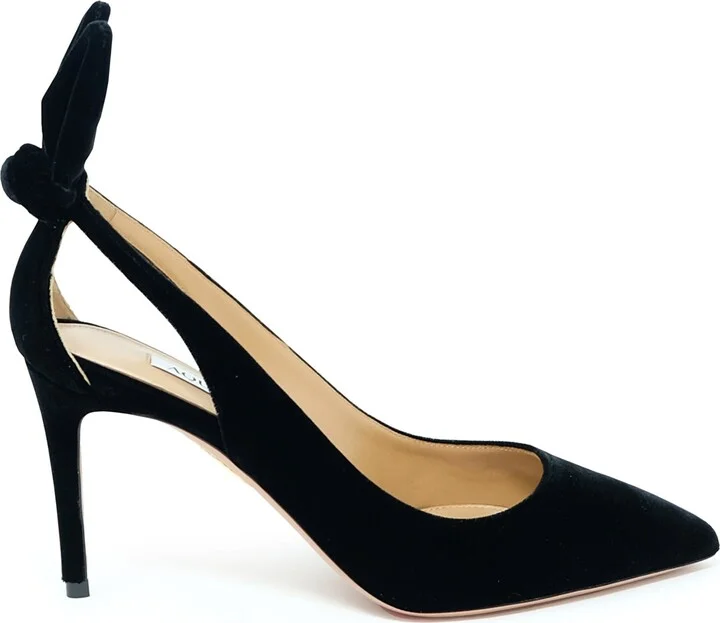 Aquazzura Black Velvet Bow Tie Pump 85