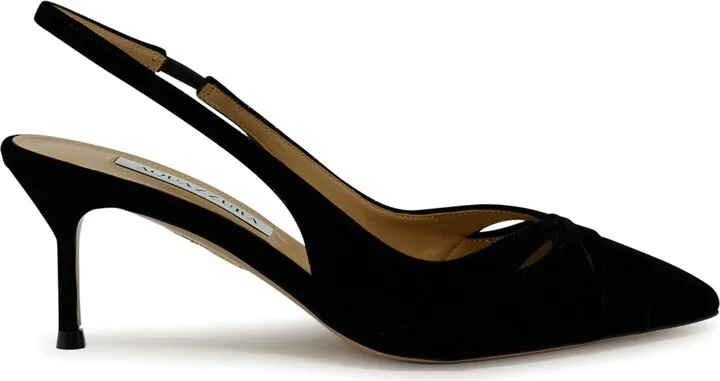Aquazzura Black Velvet Moves Sling 65