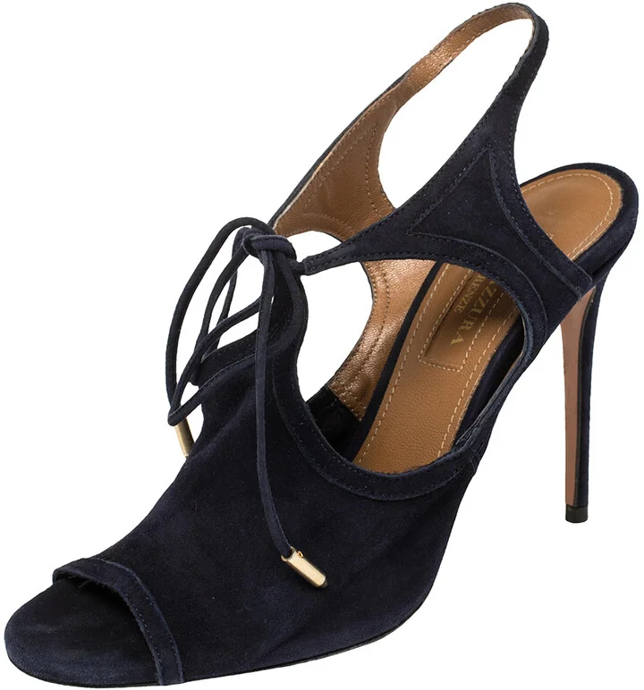 Aquazzura Blue Suede Tie-up Sandals Size 36
