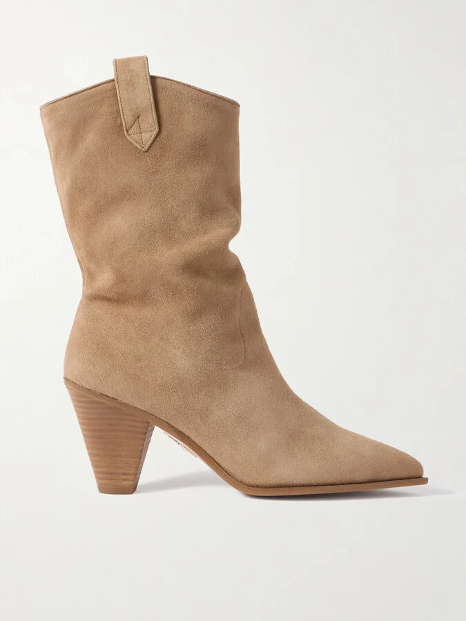 Aquazzura - Boogie 70 Suede Ankle Boots - Brown