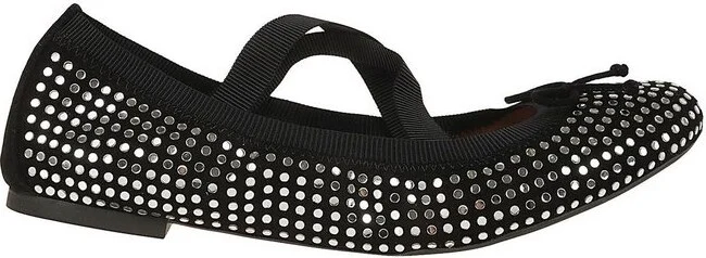 Aquazzura Bow-Detailed Embellished Ballet Flats