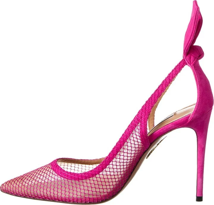 Aquazzura Bow Tie 105 Mesh & Suede Pump - Image 2