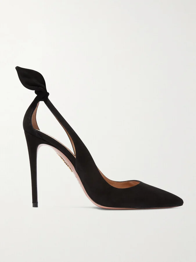 Aquazzura - Bow Tie 105 Suede Pumps - Black