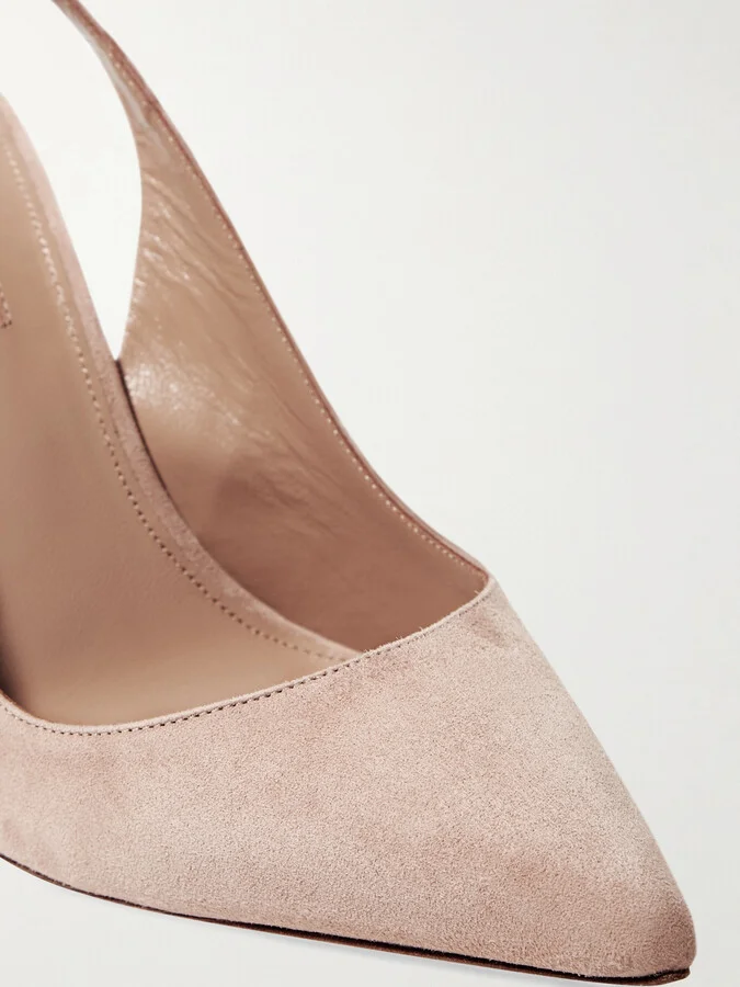 Aquazzura - Bow Tie 105 Suede Pumps - Pink - Image 4