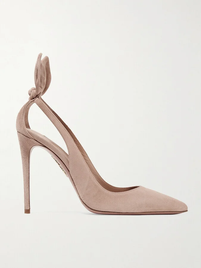 Aquazzura - Bow Tie 105 Suede Pumps - Pink