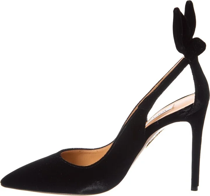 Aquazzura Bow Tie 105 Velvet Pump - Image 2