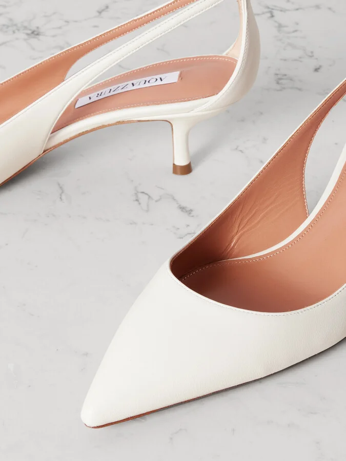 Aquazzura - Bow Tie 50 Leather Pumps - White - Image 4