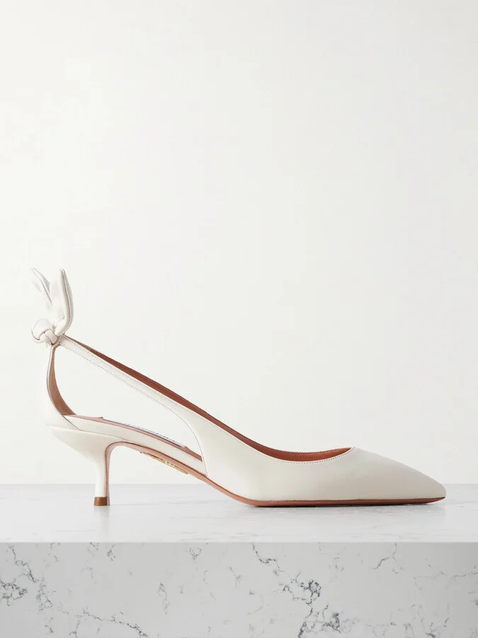 Aquazzura - Bow Tie 50 Leather Pumps - White