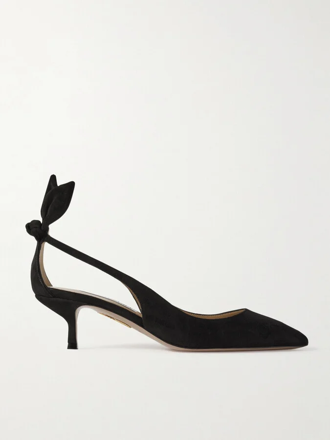 Aquazzura - Bow Tie 50 Suede Pumps - Black