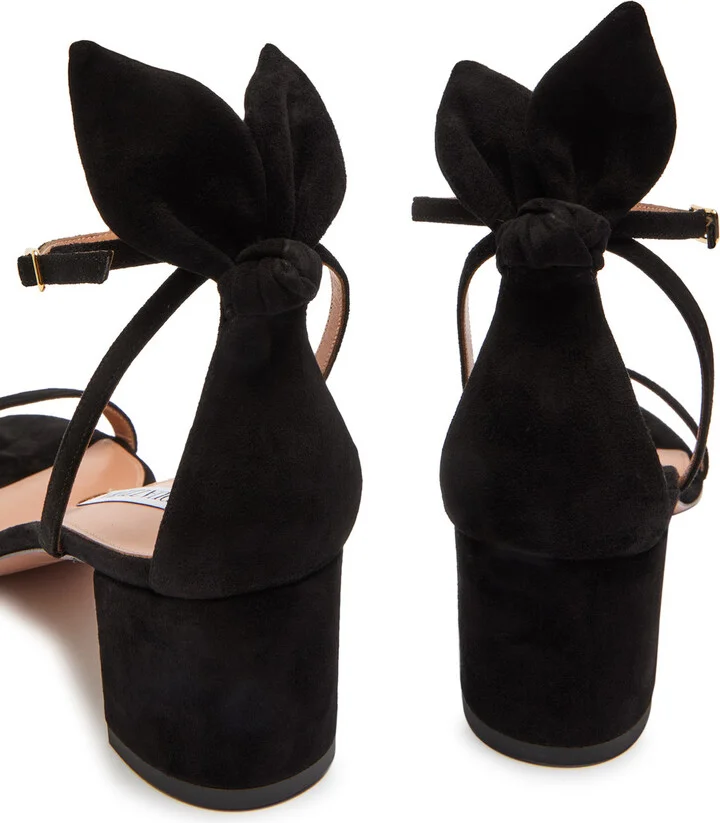 Aquazzura Bow Tie 50 Suede Sandals - Image 4