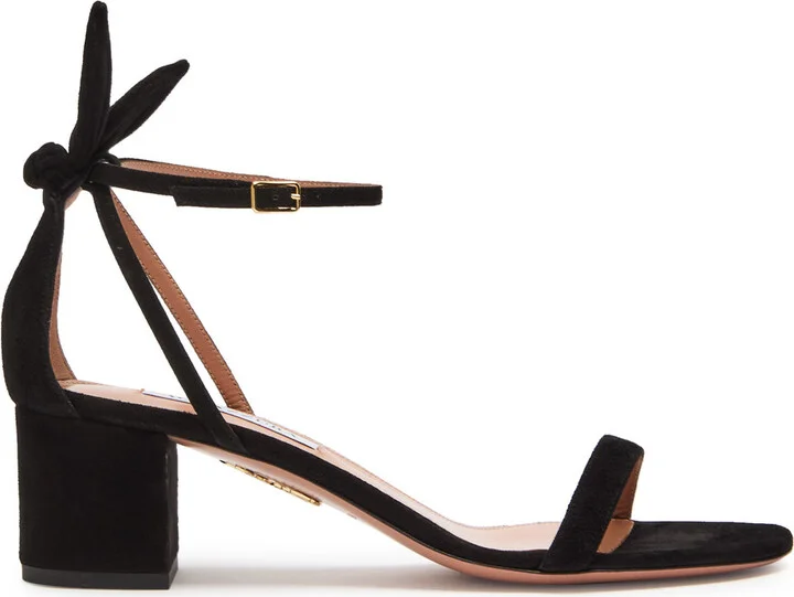 Aquazzura Bow Tie 50 Suede Sandals