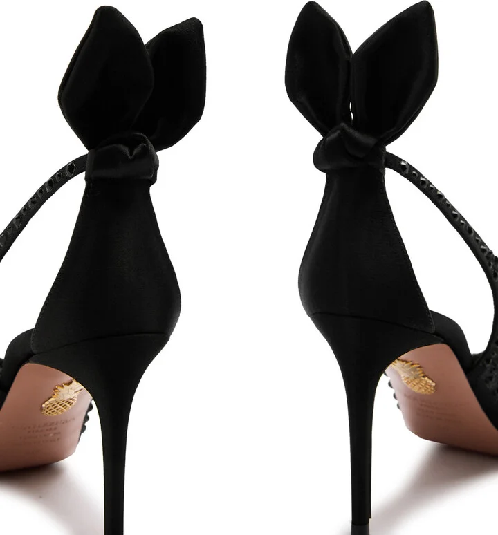Aquazzura Bow Tie 85 Crystal-embellished Tulle Pumps - Image 4
