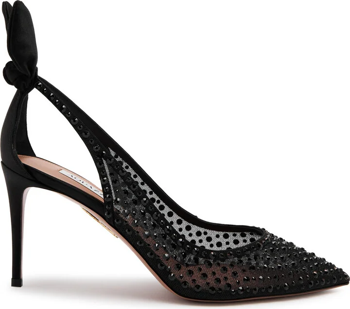 Aquazzura Bow Tie 85 Crystal-embellished Tulle Pumps