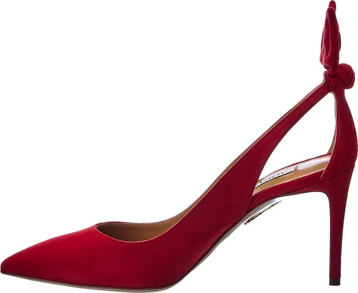 Aquazzura Bow Tie 85 Suede Pump - Image 2