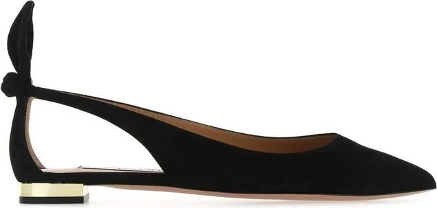 Aquazzura Bow Tie Detailed Ballerina Flats