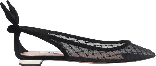 Aquazzura Bow Tie Net Ballet Flats