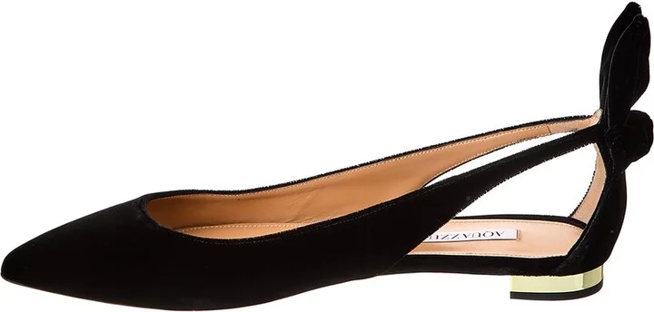 Aquazzura Bow Tie Velvet Slingback Flat - Image 2