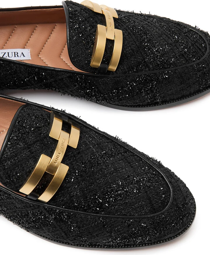 Aquazzura Brandi Tinsel-weave Tweed Loafers - Image 3