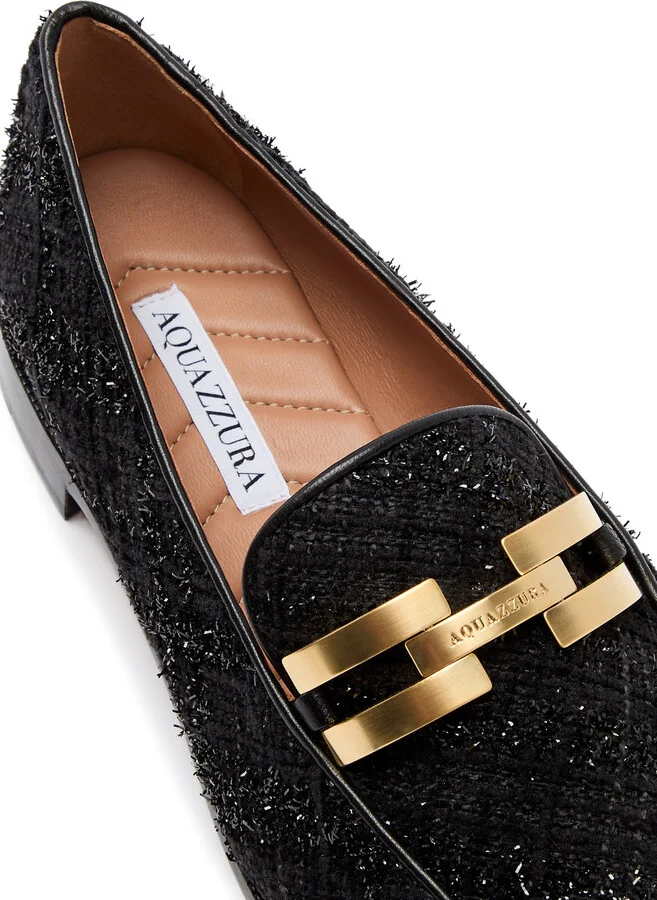 Aquazzura Brandi Tinsel-weave Tweed Loafers - Image 4