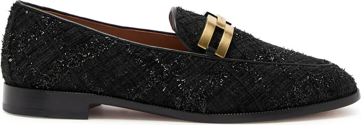 Aquazzura Brandi Tinsel-weave Tweed Loafers