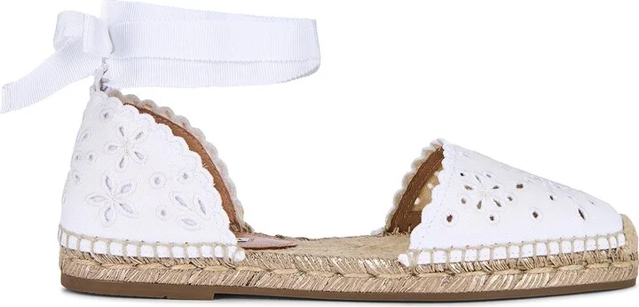 Aquazzura Broderie Espadrille Flat in White