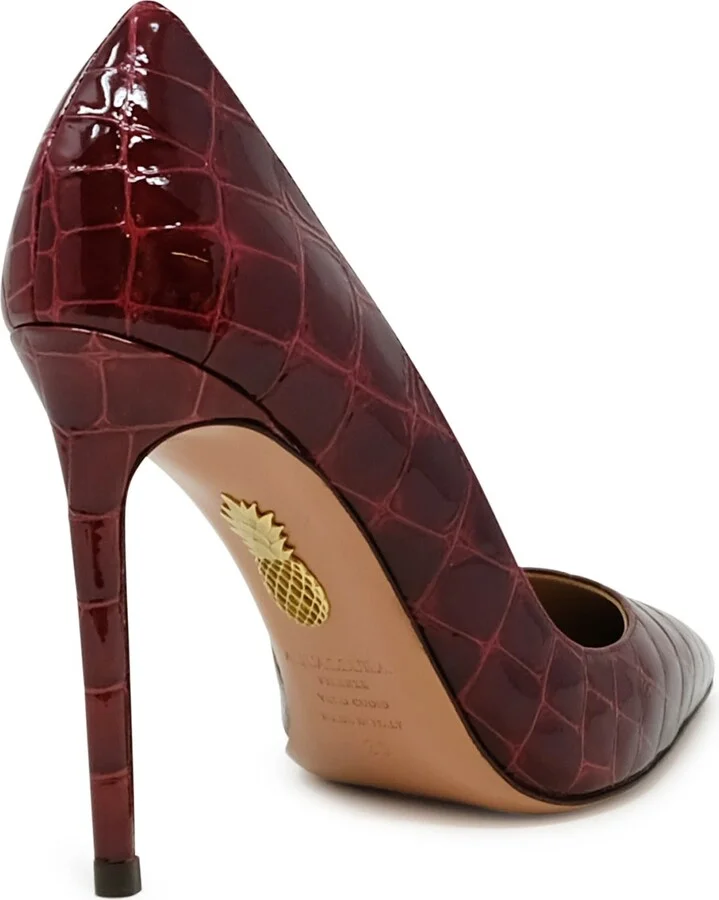 Aquazzura Brown Coco Printed Leather Purist Pump 105 - Image 3