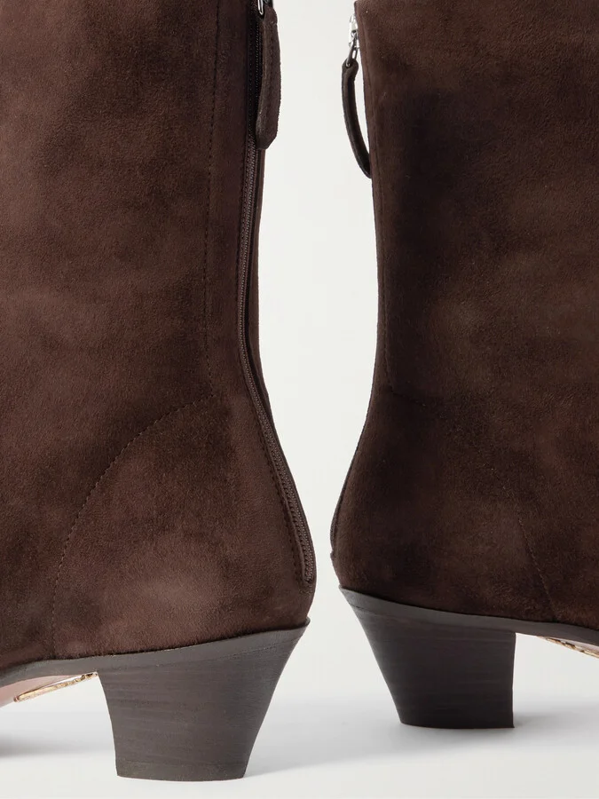 Aquazzura - Brunswick Suede Ankle Boots - Brown - Image 4
