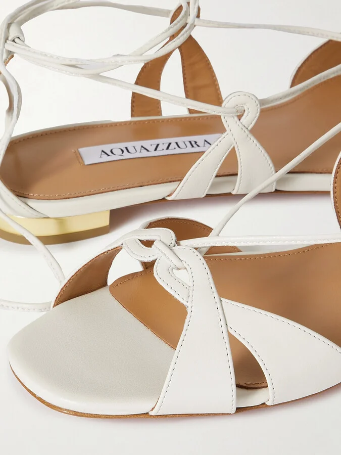 Aquazzura - Cala Di Volpe Leather Sandals - White - Image 4