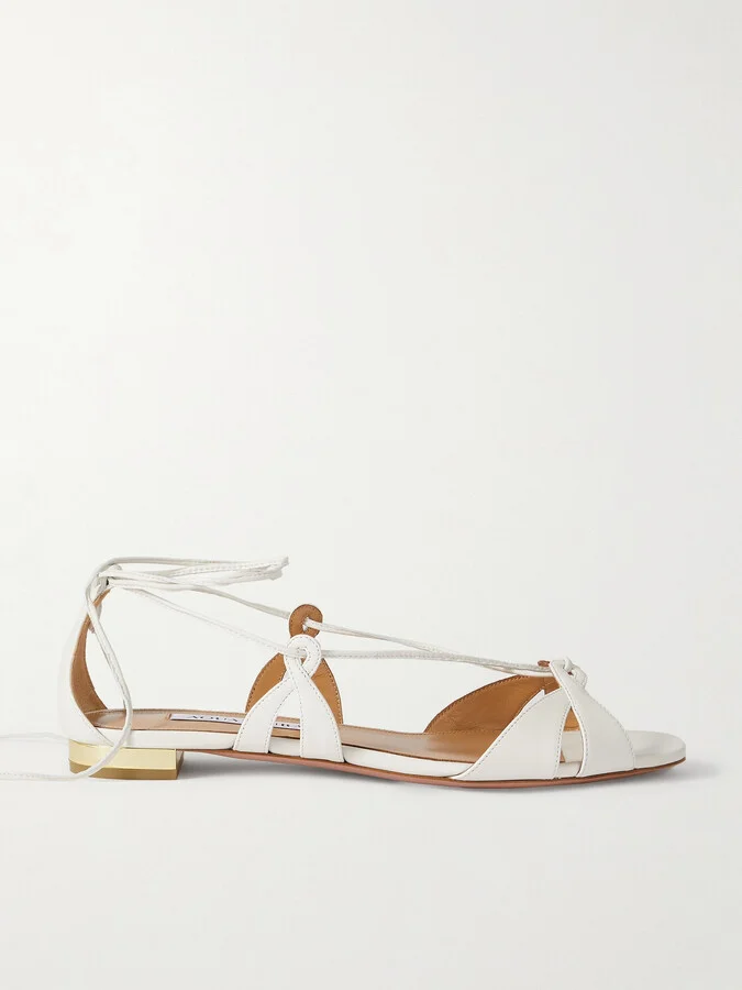 Aquazzura - Cala Di Volpe Leather Sandals - White