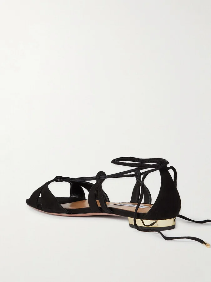 Aquazzura - Cala Di Volpe Suede Sandals - Black - Image 3