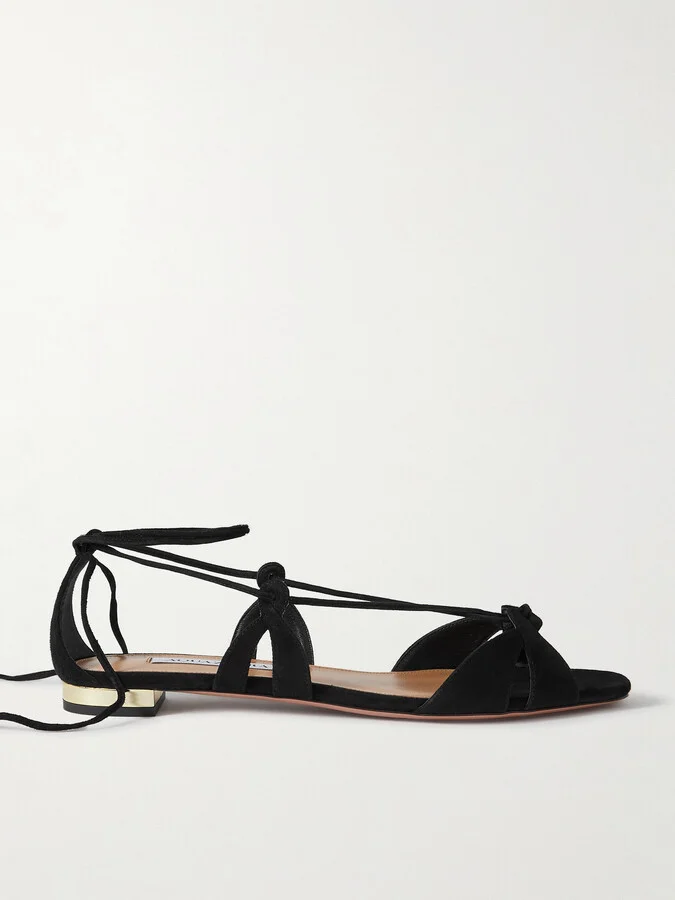 Aquazzura - Cala Di Volpe Suede Sandals - Black