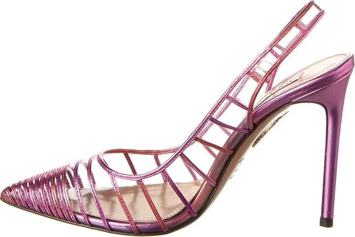 Aquazzura Call Me 105 Vinyl & Leather Slingback Pump - Image 2