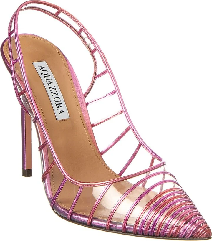 Aquazzura Call Me 105 Vinyl & Leather Slingback Pump