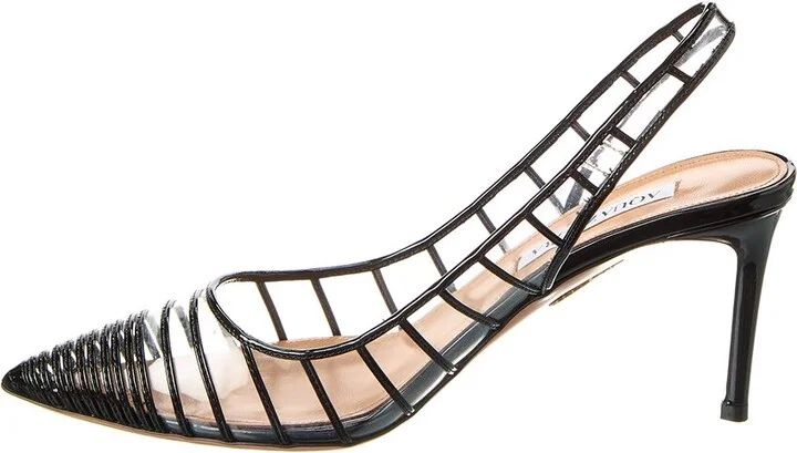 Aquazzura Call Me 75 Patent & Vinyl Slingback Pump - Image 2