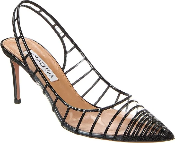 Aquazzura Call Me 75 Patent & Vinyl Slingback Pump