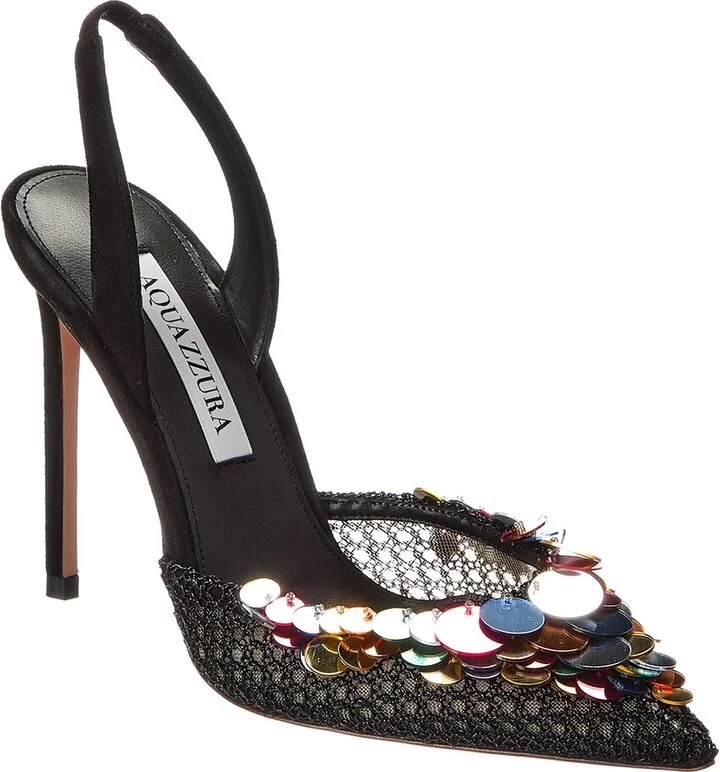Aquazzura Can Can 105 Suede Slingback Pump