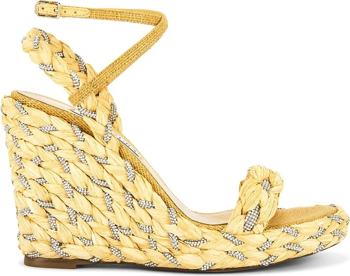 Aquazzura Costiera 120 Crystal Wedge Sandal in Yellow